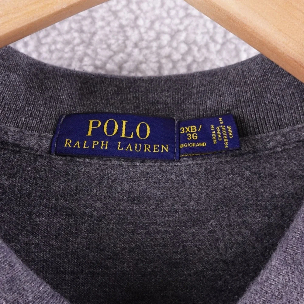 Polo Ralph Lauren Mens Gray Short Sleeve Polo‎ Shirt Embroidered Pony 3XB